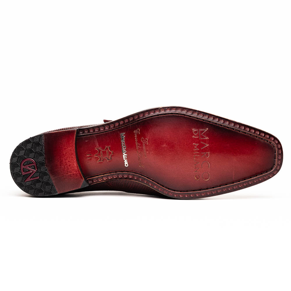 Marco Di Milano Toluca Men's Shoes Wine Exotic Crocodile & Lizard Monk Strap - 8