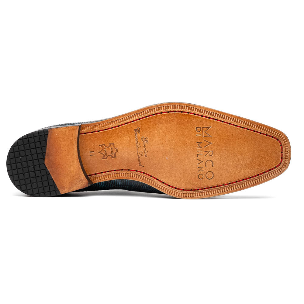 Marco Di Milano Toluca Men's Shoes Black/Blue Exotic Crocodile & Lizard Monk Strap - 8