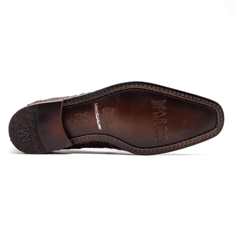 Marco Di Milano Trento Brown Men's Shoes Caiman Crocodile Slip-on Loafers - 11.5