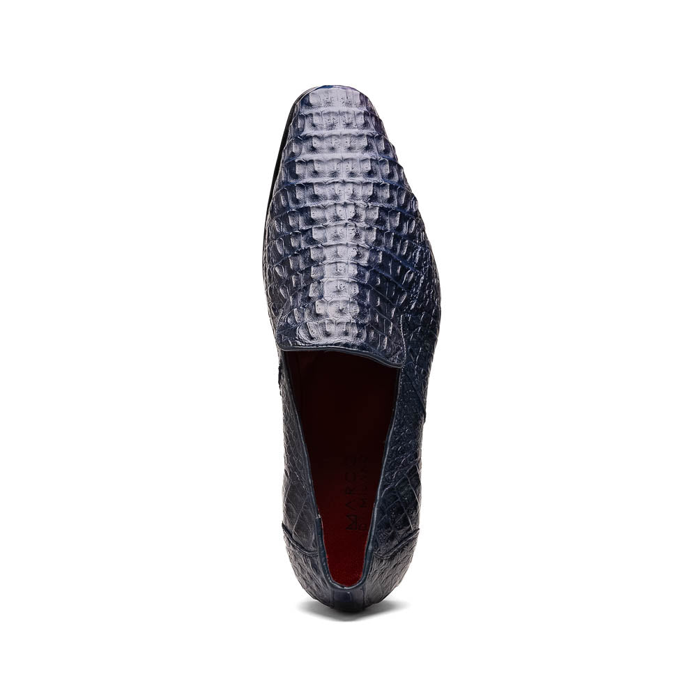 Marco Di Milano Trento Navy Men's Shoes Caiman Crocodile Slip-on Loafers - 8