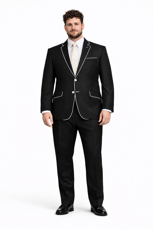 Tuxedo & Formal Men's Slim Fit Black White Trim Suits-New Designer Collection