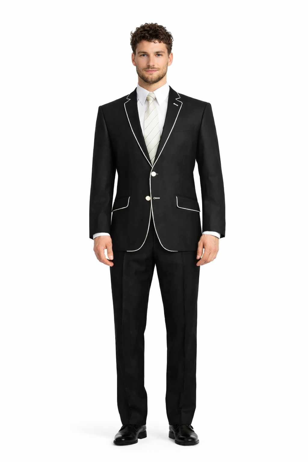 Tuxedo & Formal Men's Slim Fit Black White Trim Suits-New Designer Collection