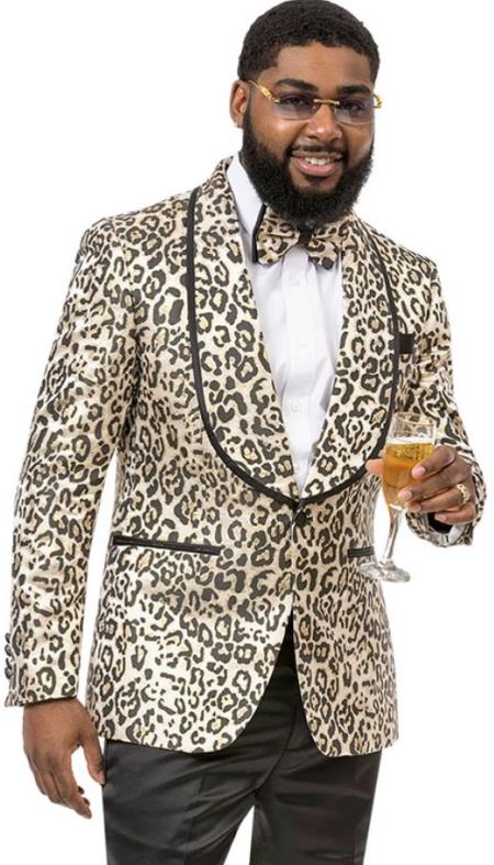 Leopard Tuxedo Jacket - Mens Leopard Slim Fit Blazer