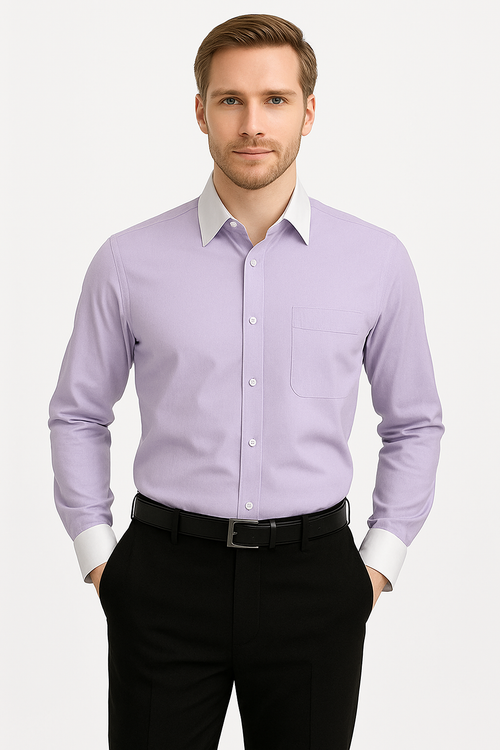 Classic Stylish Fashionable -White Collar Two Toned Contrast white collars Multi-color Men's Dress Shirt