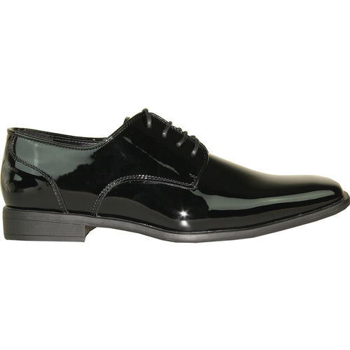"Black Oxford Patent Tuxedo Shoe - Modern Men's Pointy Square Toe"