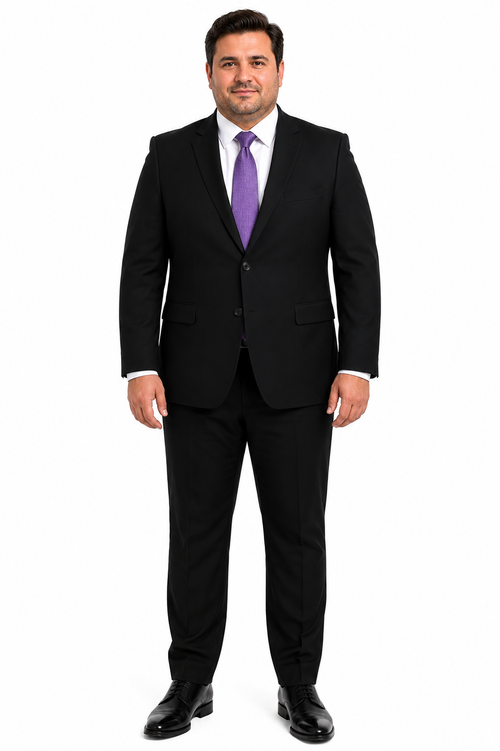 Ultra Slim Fit 2 Piece Suit Stretch Fabric in Solid Black