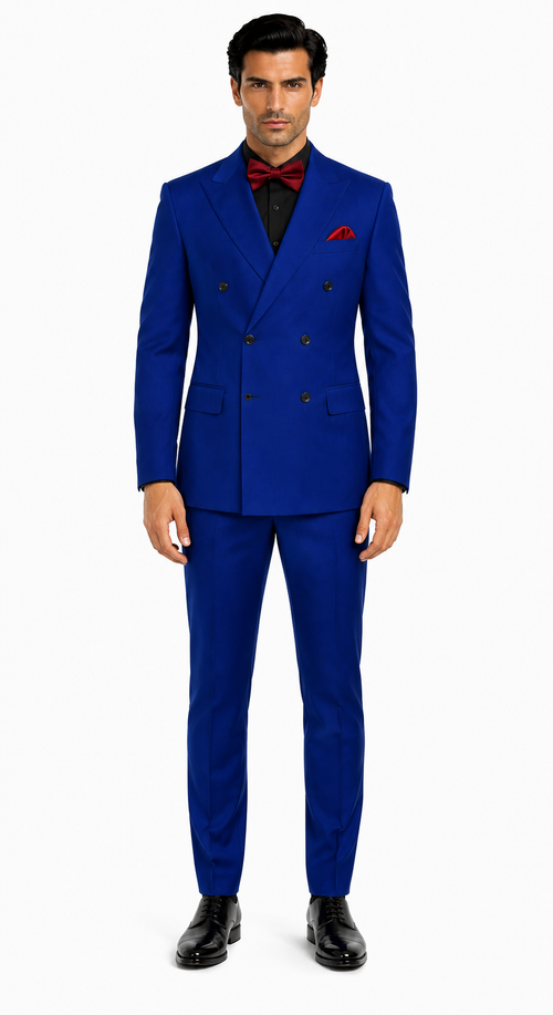 Ultra Slim Fit Double Breasted Royal Suit - Narrow Leg Pants - Gucci Cut - Tapered Jacket