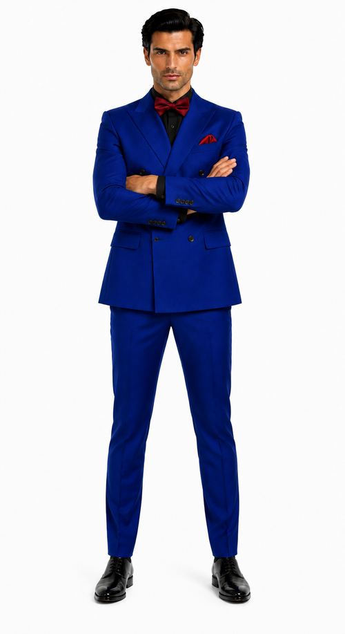 Ultra Slim Fit Double Breasted Royal Suit - Narrow Leg Pants - Gucci Cut - Tapered Jacket