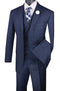 Venetian Collection - Navy Regular Fit Glen Plaid 2 Button 3 Piece Suit