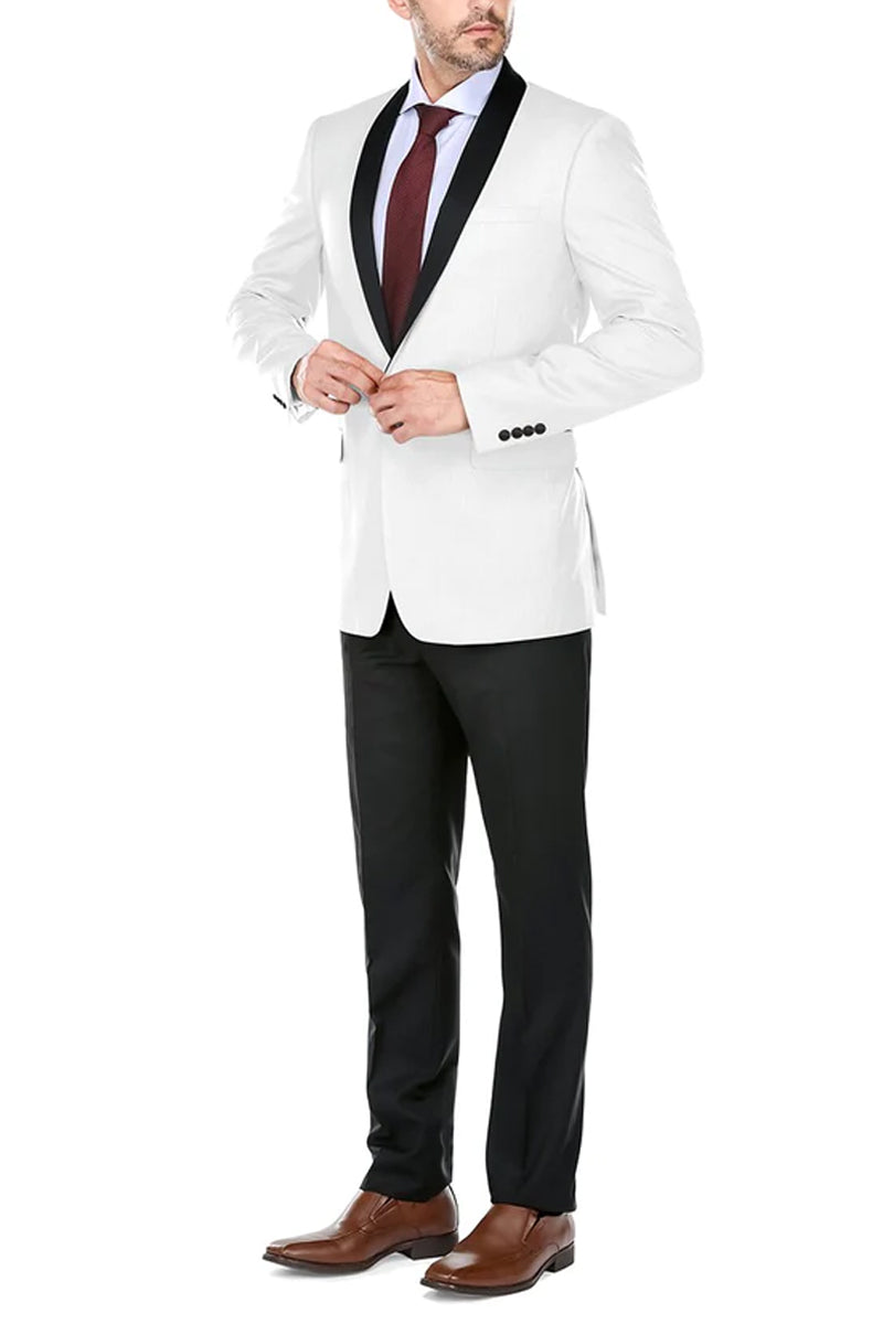 White Slim Fit Shawl Collar Tuxedo - Traditional Men's Style