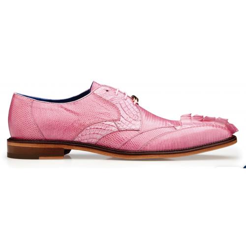 Belvedere Valter Rose Pink Genuine Caiman Crocodile and Lizard Dress Shoes - 6