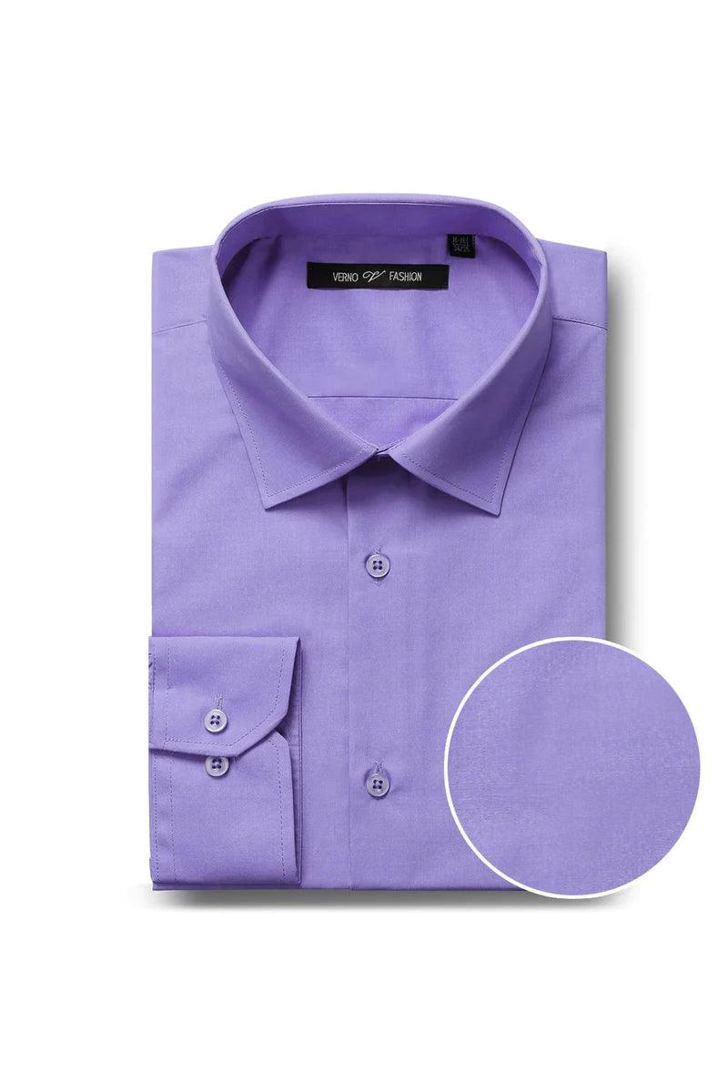 Mens Classic Spread Collar Dress Shirt in Lavender - Lavender