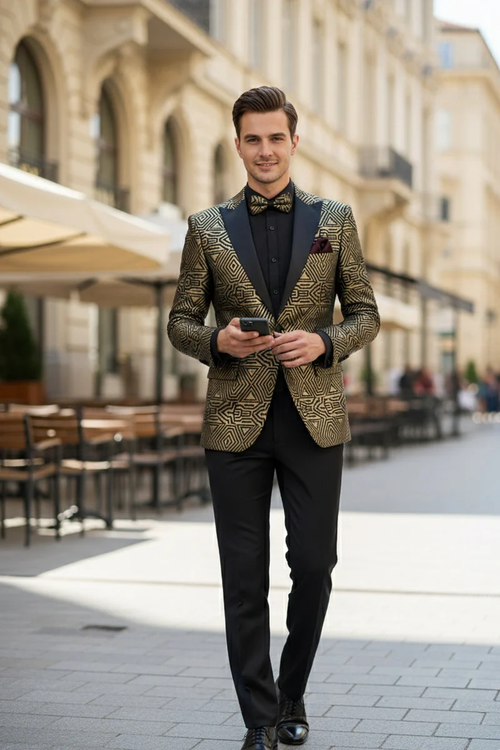 Giza Glamour Gold Tuxedo Jacket