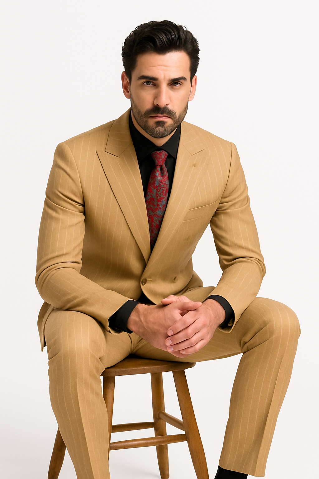 Vinci Men's 2 Piece Banker Pinstripe Double Breasted purple Suit Outlet - 38 Short Jacket+32 Waist Adjustable 28to34)(Height: 5 4 to5 7 )(Neck 15-16.5)S-M)