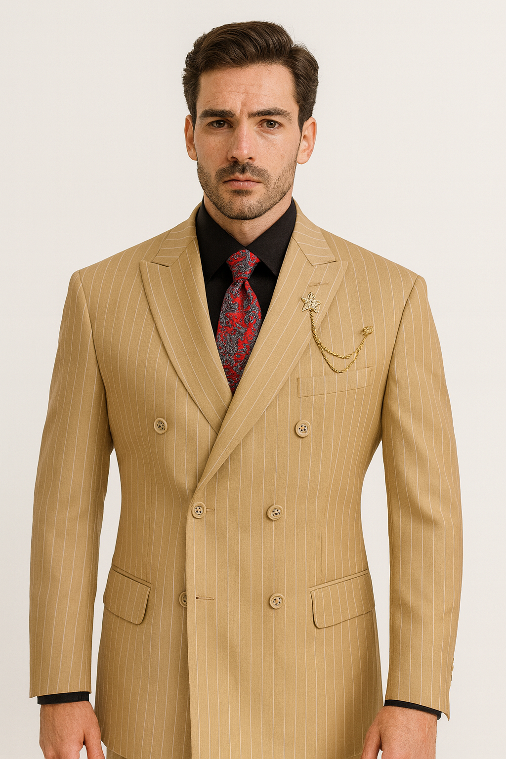 Vinci Men's 2 Piece Banker Pinstripe Double Breasted purple Suit Outlet - 38 Short Jacket+32 Waist Adjustable 28to34)(Height: 5 4 to5 7 )(Neck 15-16.5)S-M)