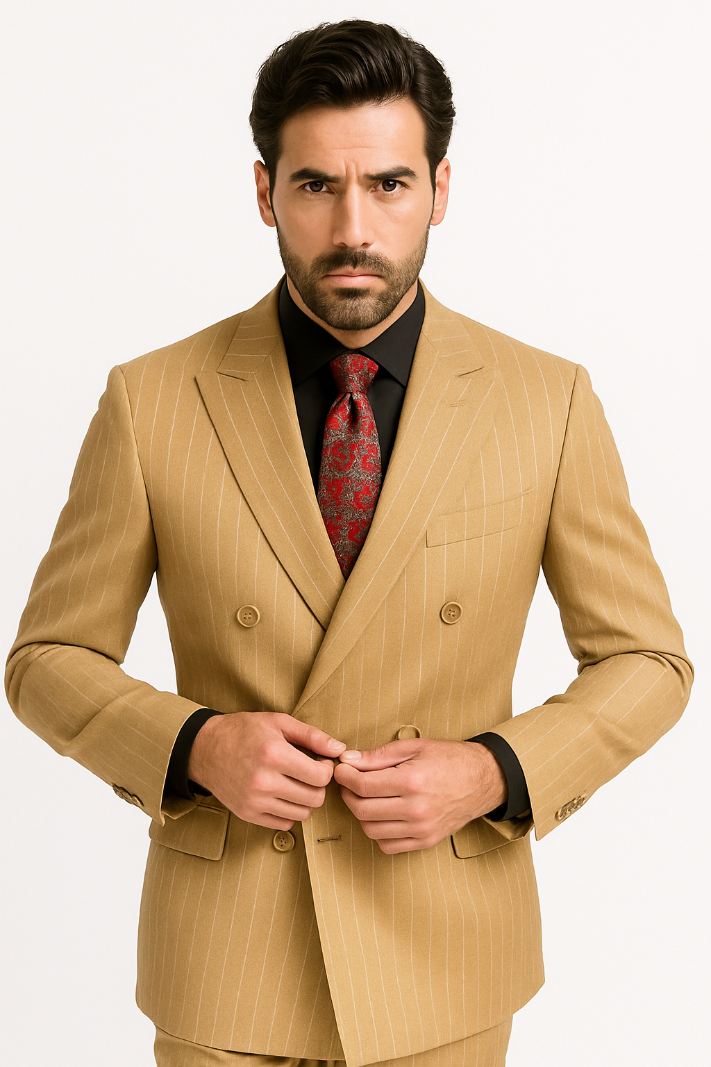 Vinci Men's 2 Piece Banker Pinstripe Double Breasted purple Suit Outlet - 38 Short Jacket+32 Waist Adjustable 28to34)(Height: 5 4 to5 7 )(Neck 15-16.5)S-M)
