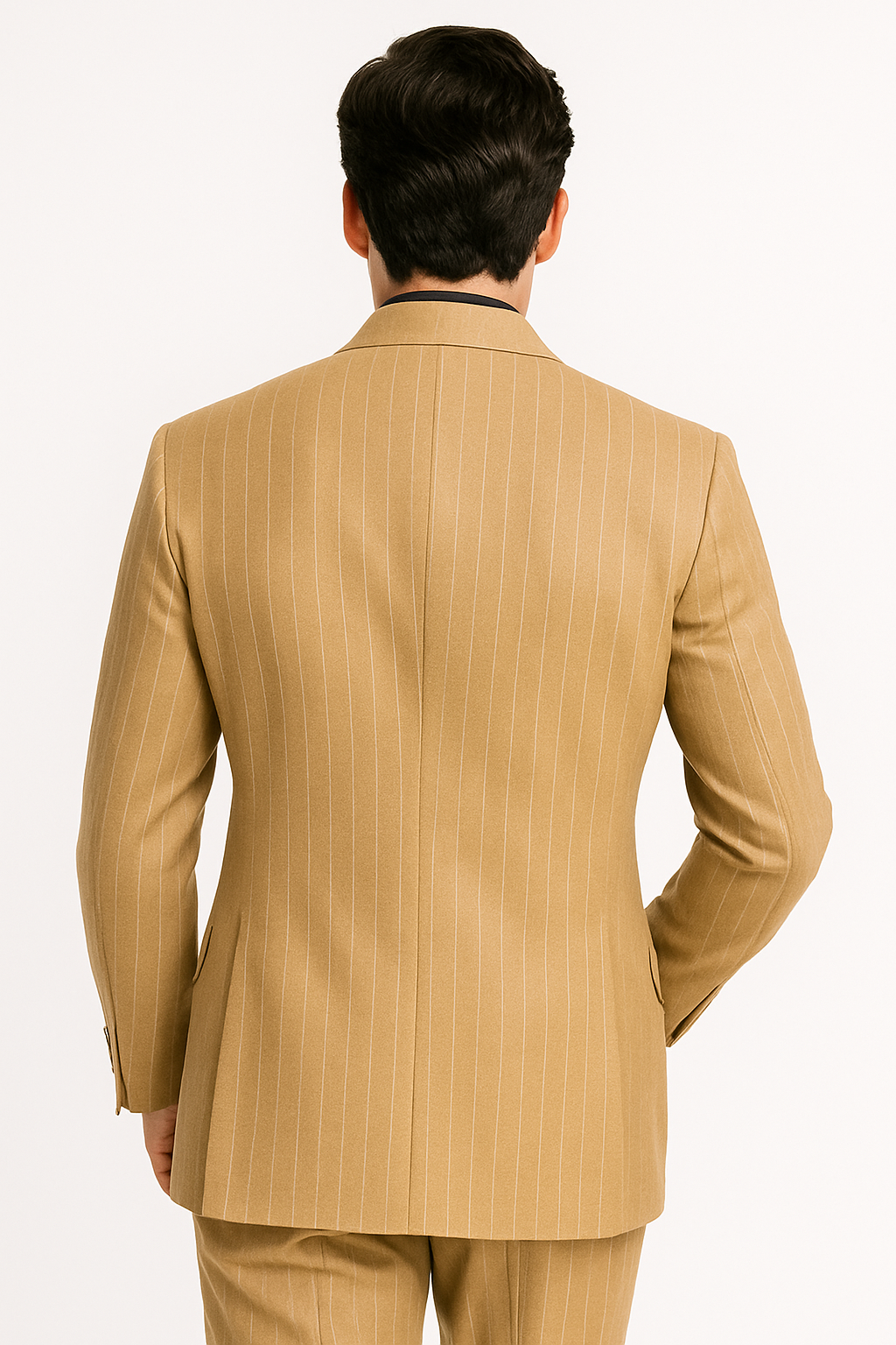 Vinci Men's 2 Piece Banker Pinstripe Double Breasted purple Suit Outlet - 38 Short Jacket+32 Waist Adjustable 28to34)(Height: 5 4 to5 7 )(Neck 15-16.5)S-M)