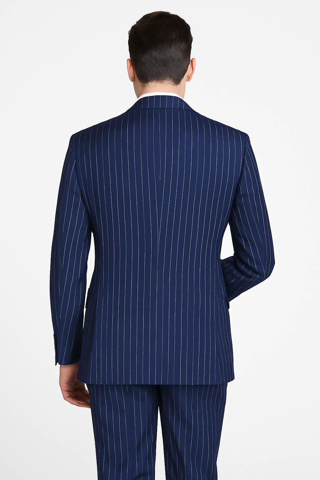 Vinci Men's 2 Piece Banker Pinstripe Double Breasted purple Suit Outlet - 38 Short Jacket+32 Waist Adjustable 28to34)(Height: 5 4 to5 7 )(Neck 15-16.5)S-M)