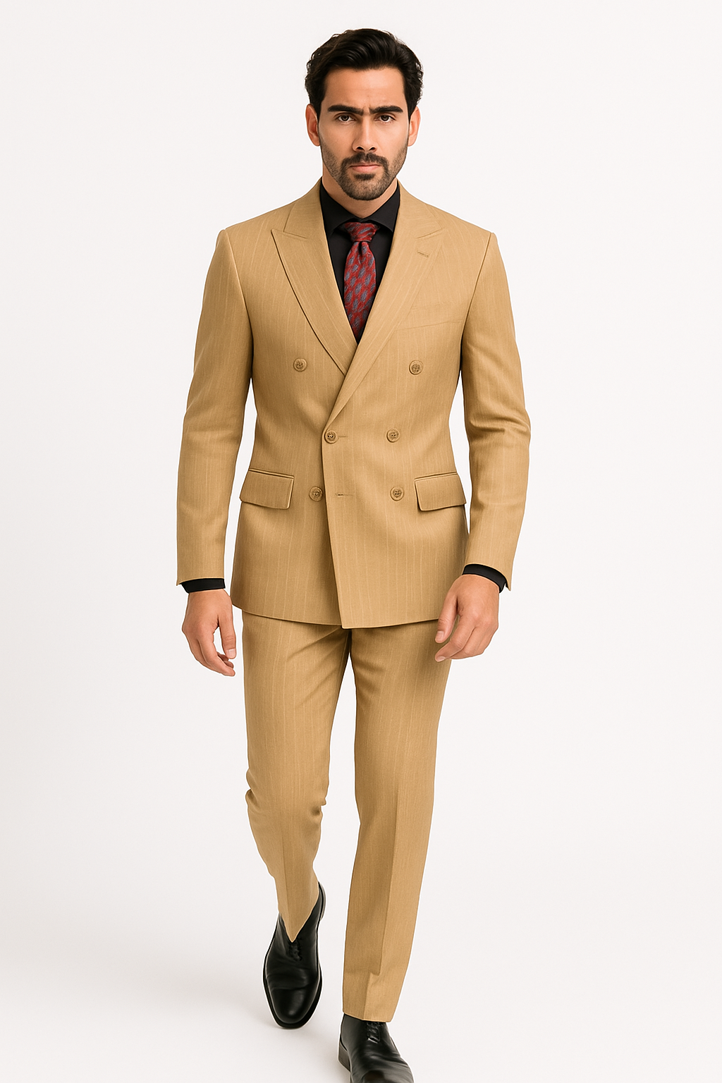 Vinci Men's 2 Piece Banker Pinstripe Double Breasted purple Suit Outlet - 38 Short Jacket+32 Waist Adjustable 28to34)(Height: 5 4 to5 7 )(Neck 15-16.5)S-M)