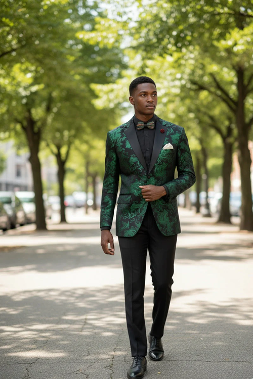 Posh Paisley Velvet Emerald Tuxedo Jacket