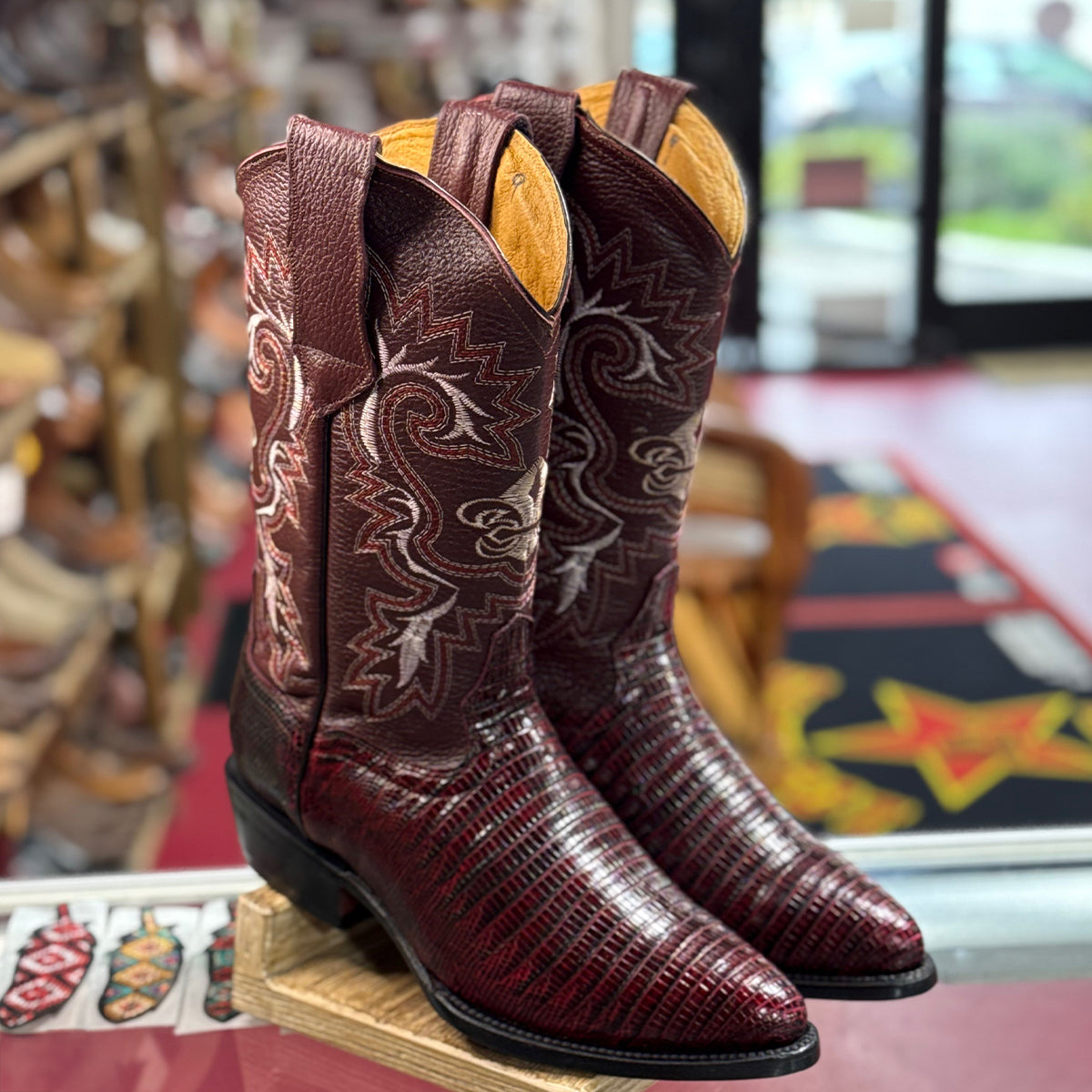 Lizard Print Western Boots - Black