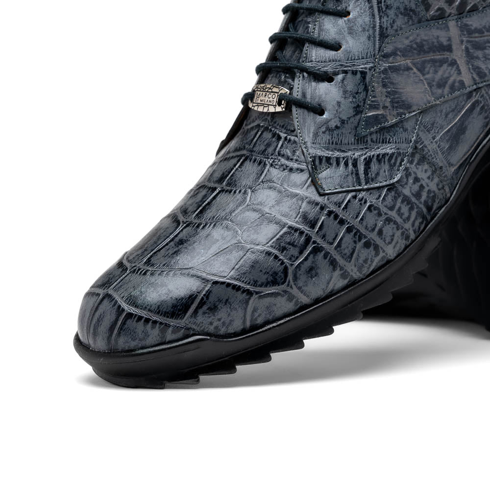 Marco Di Milano Vulcan Rustic Grey Alligator Sneakers - 8