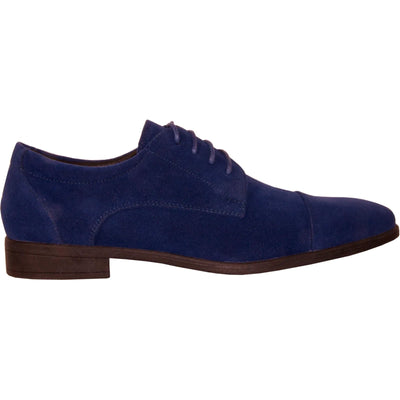 "Royal Blue Men's Formal Suede Cap Toe Dress Shoe for Wedding & Prom 2026"