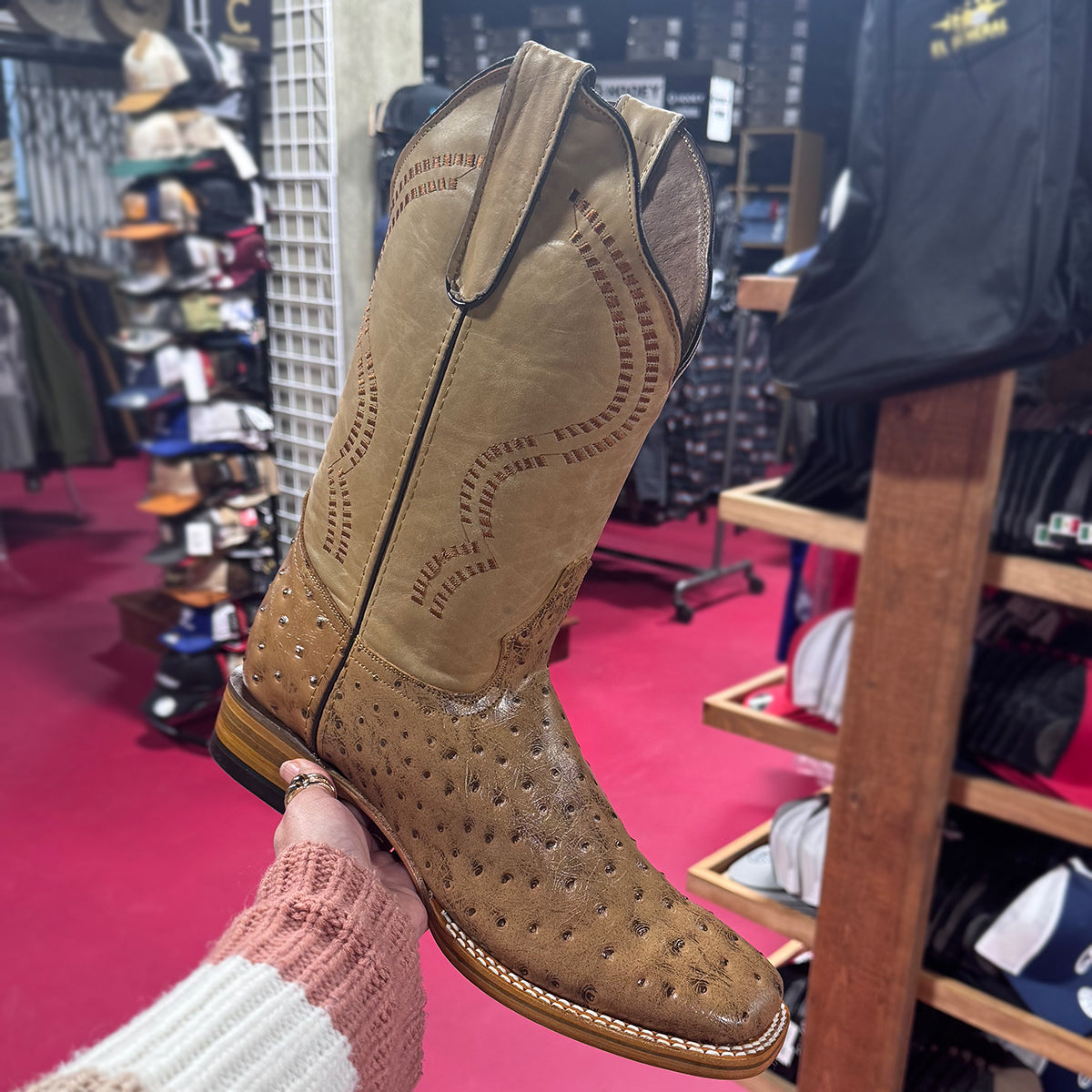 Oryx Ostrich Print Boots - EE