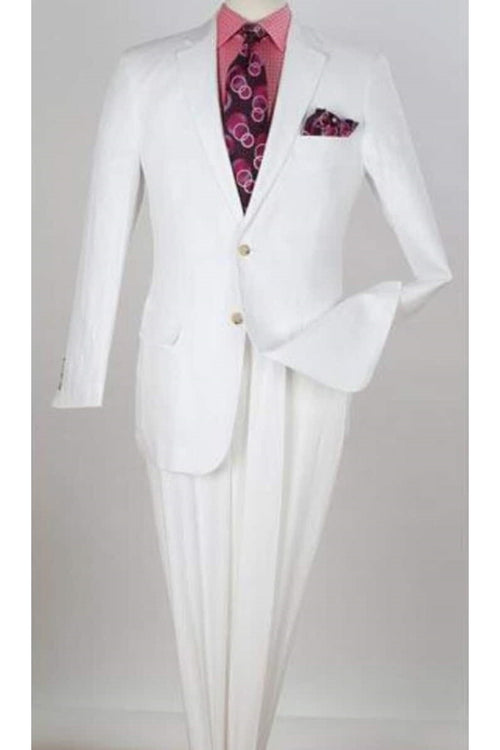 Mens Big and Tall Linen Suits - White Notch Lapel Summer Fabric Suit