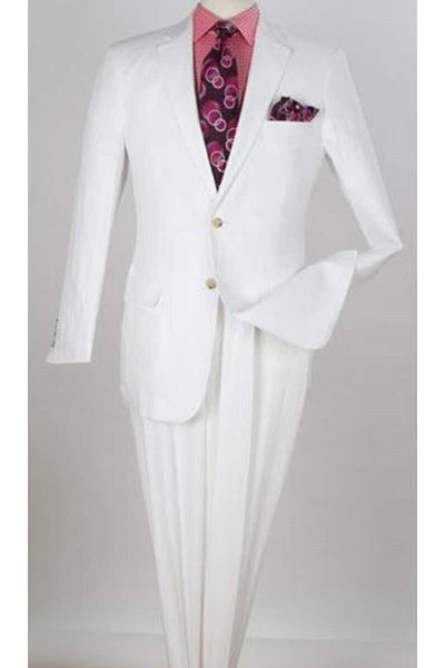 Mens Big and Tall Linen Suits - White Notch Lapel Summer Fabric Suit