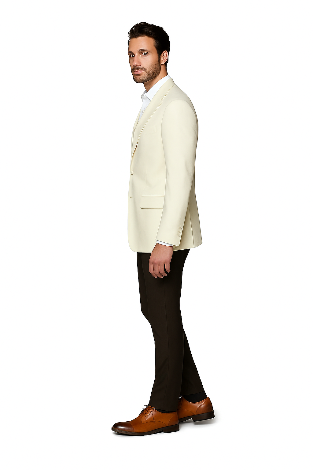 White Elegant Modern Fit Wool Sport Coat - 62 Regular