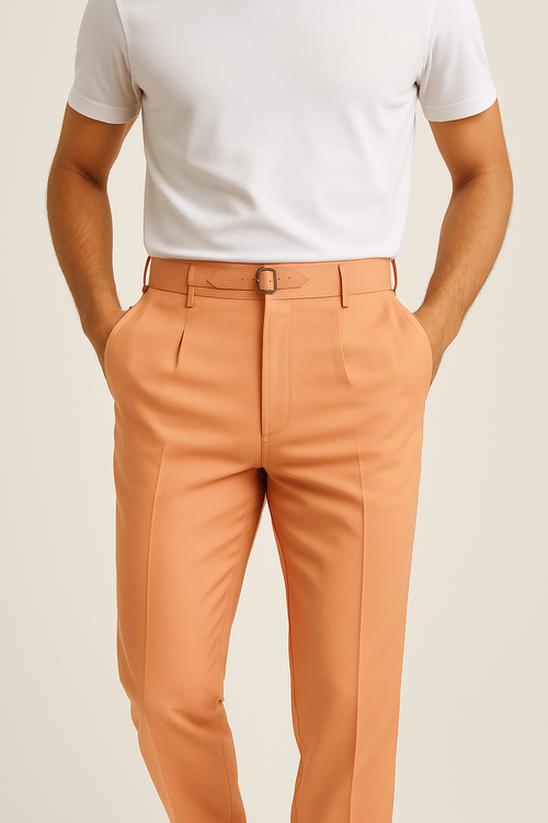 Tiglio Luxe Creamsicle Semi-Wide Leg Wool Marbella Dress Pants TL4013