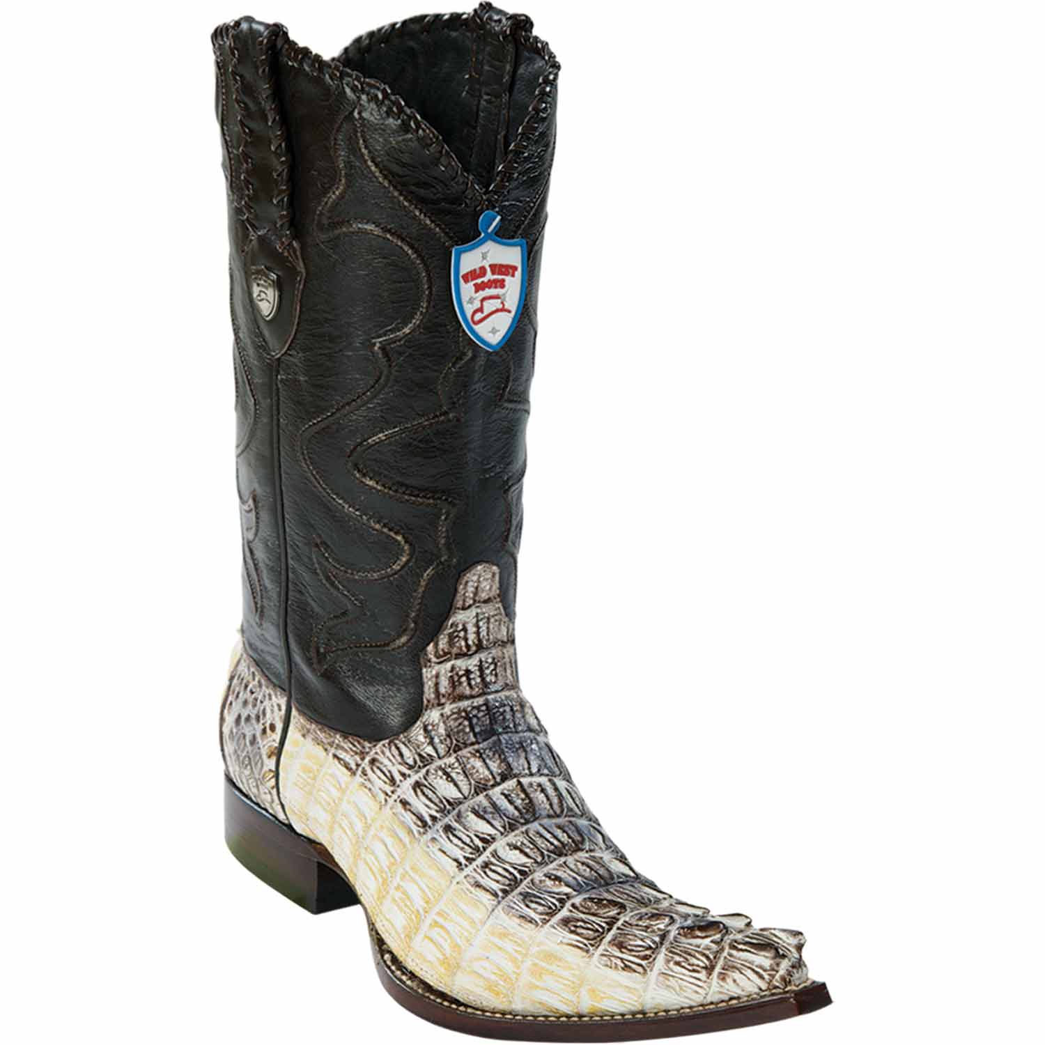 Men's Wild West Caiman Tail Skin 3X Toe Boots 29501-C - 6