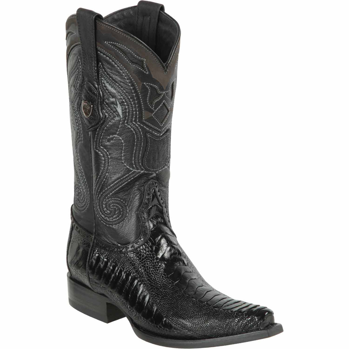 6 Men's Wild West Ostrich Leg Skin Snip Toe Boots 29405
