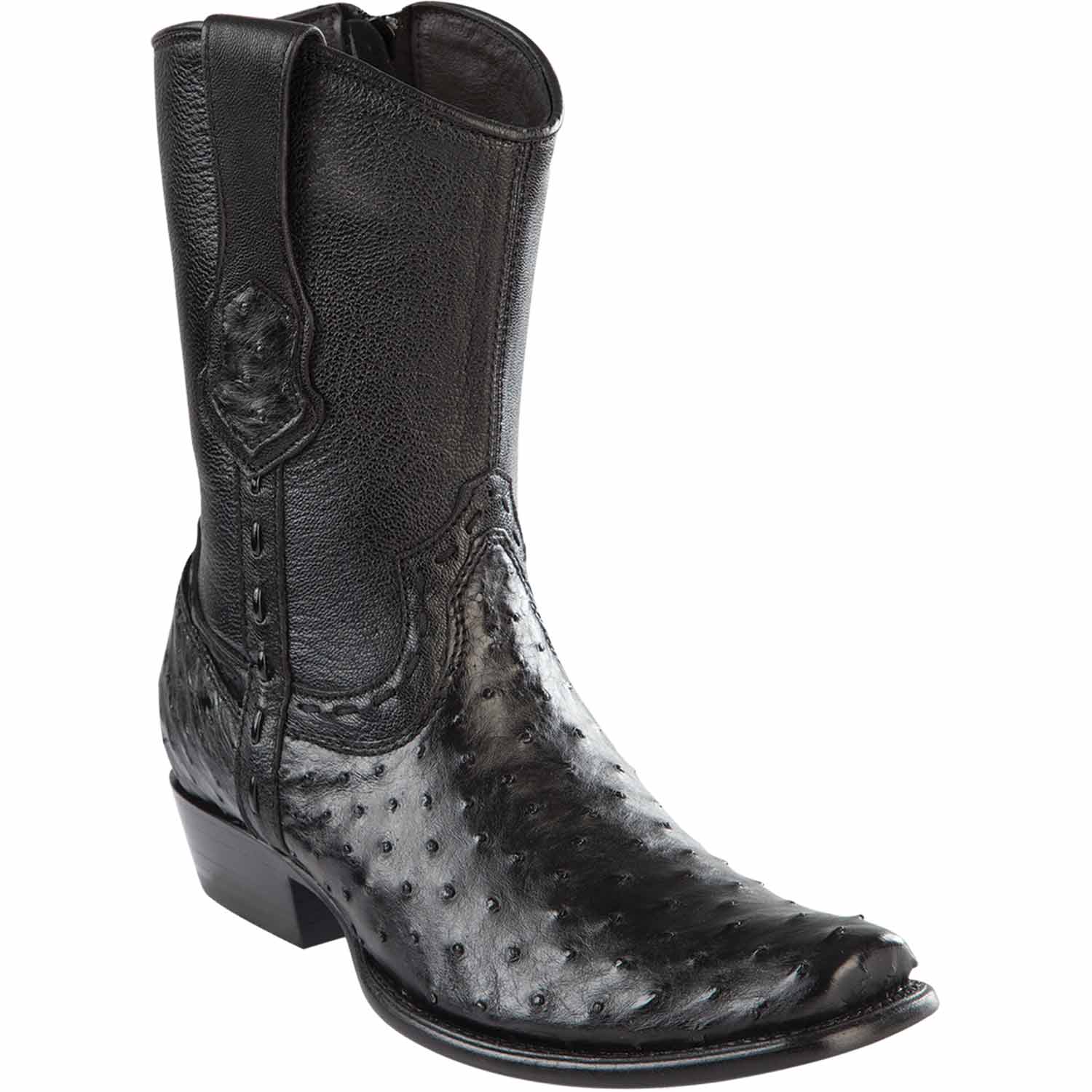 Men's Wild West Ostrich Skin Dubai Toe Short Boots 279B03 - 6