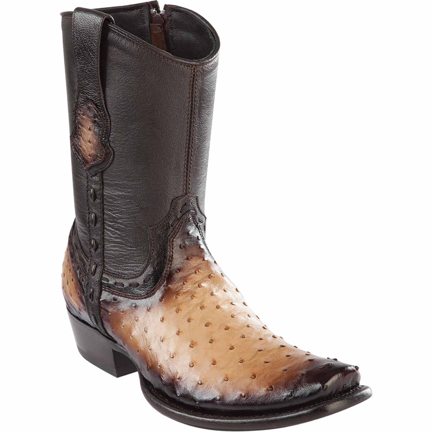 Men's Wild West Ostrich Skin Dubai Toe Short Boots 279B03 - 6