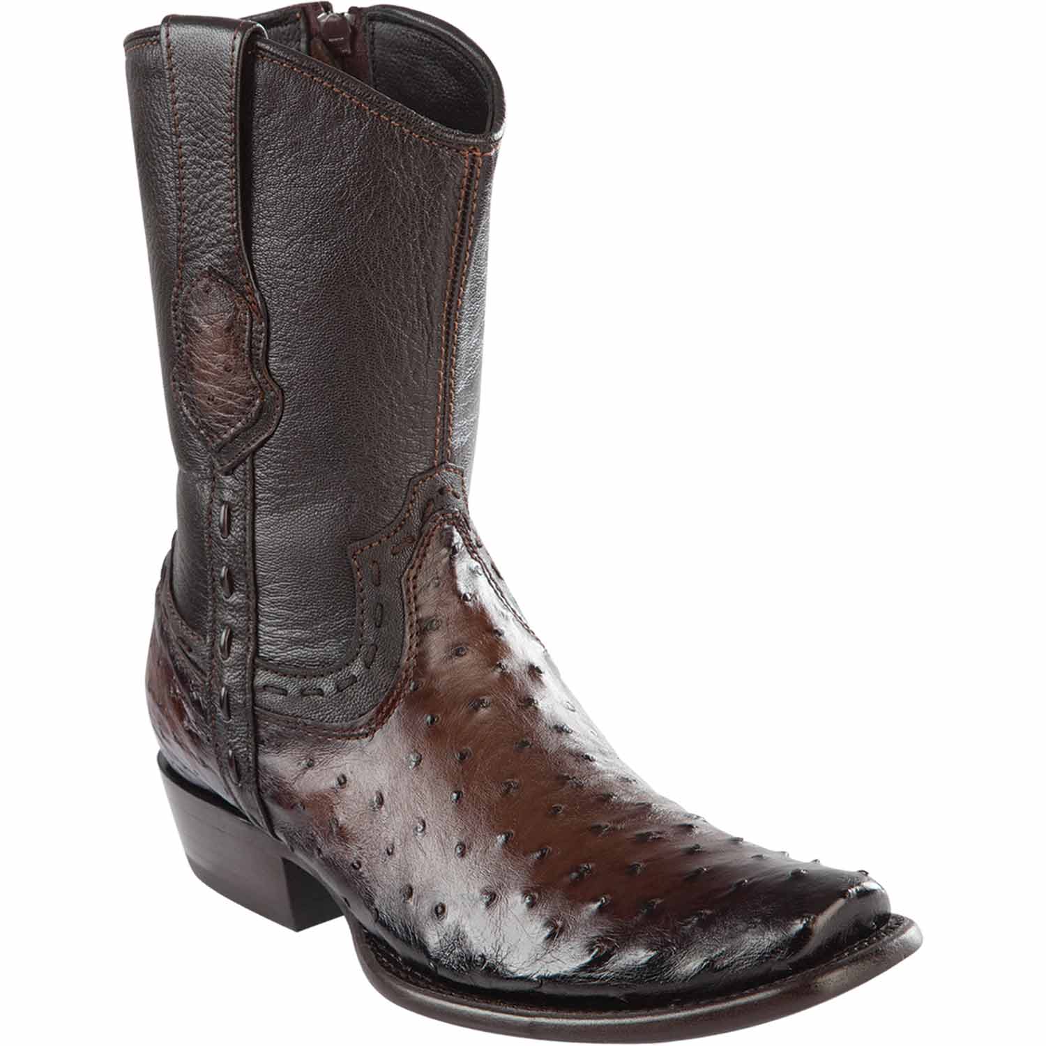 Men's Wild West Ostrich Skin Dubai Toe Short Boots 279B03 - 6