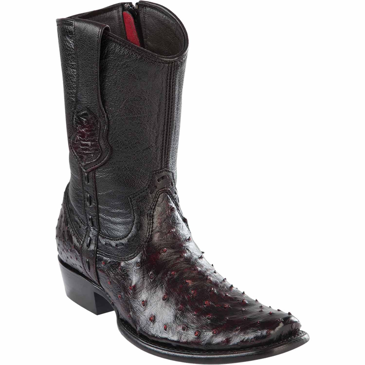 Men's Wild West Ostrich Skin Dubai Toe Short Boots 279B03 - 6