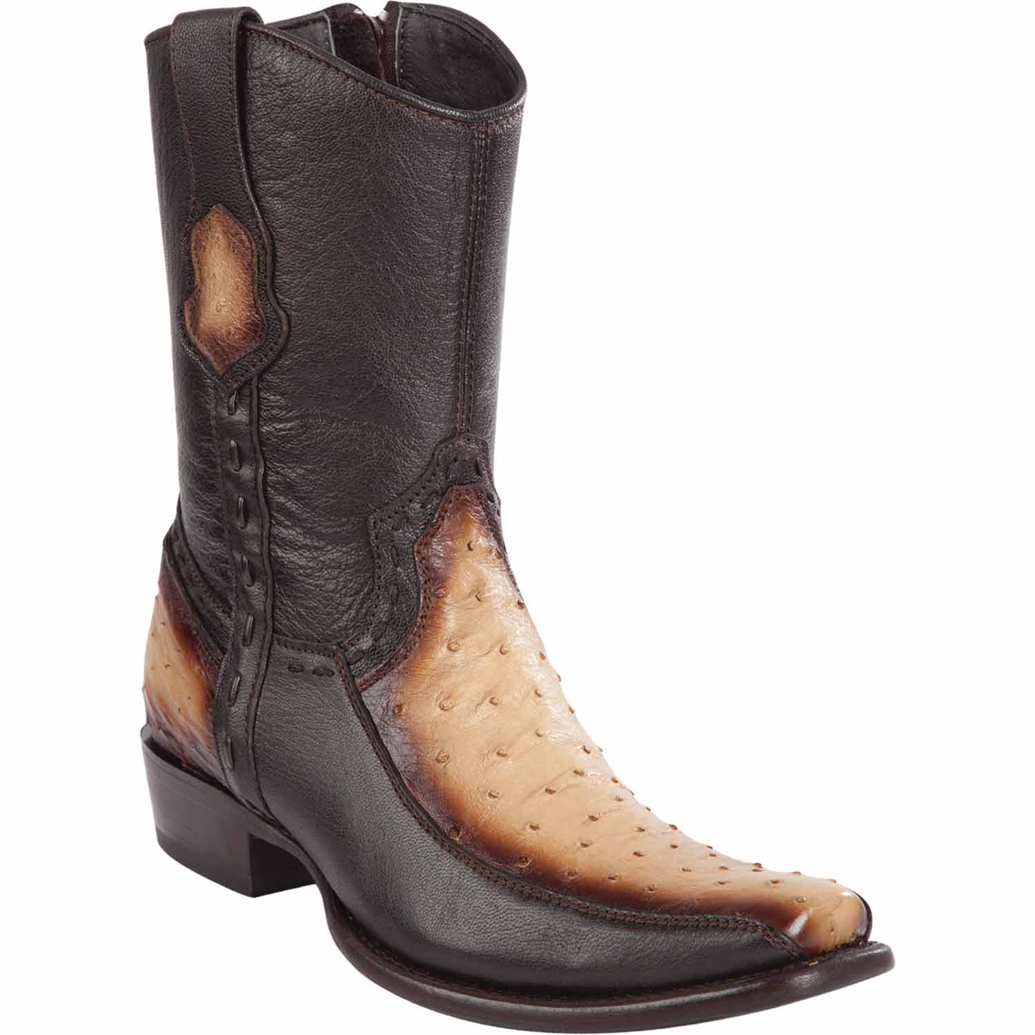 Men's Wild West Ostrich with Deer Dubai Toe Short Boots 279BF03 - 6