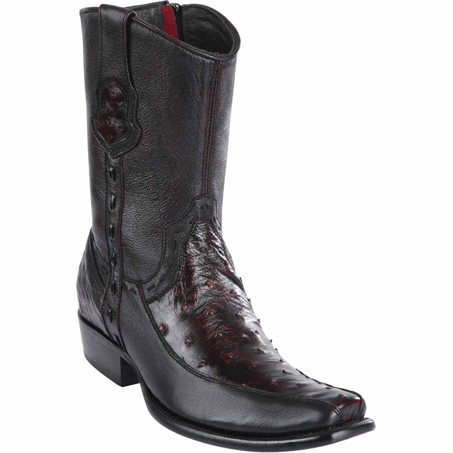 Men's Wild West Ostrich with Deer Dubai Toe Short Boots 279BF03 - 6