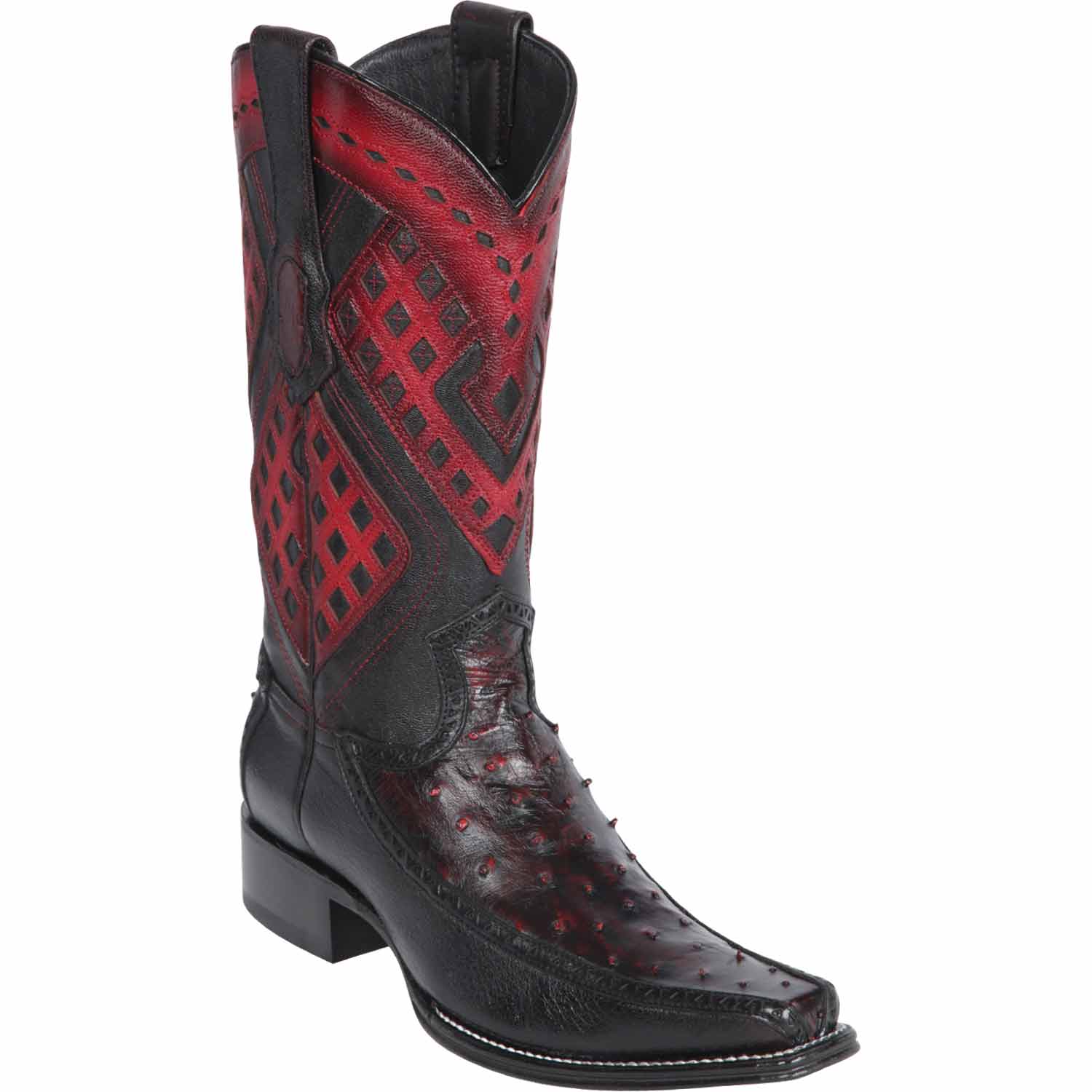 Men's Wild West Ostrich with Deer Skin Square Toe Boots 276F03 - 6