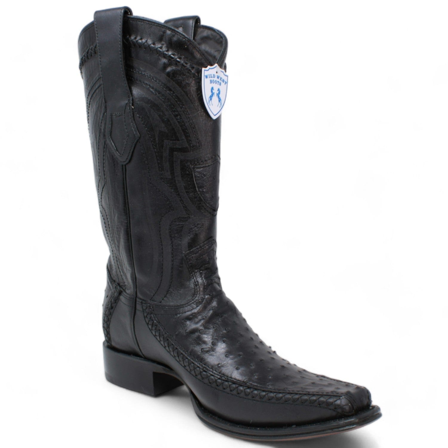 Men's Wild West Ostrich with Deer Skin Square Toe Boots 277LF03 - 6