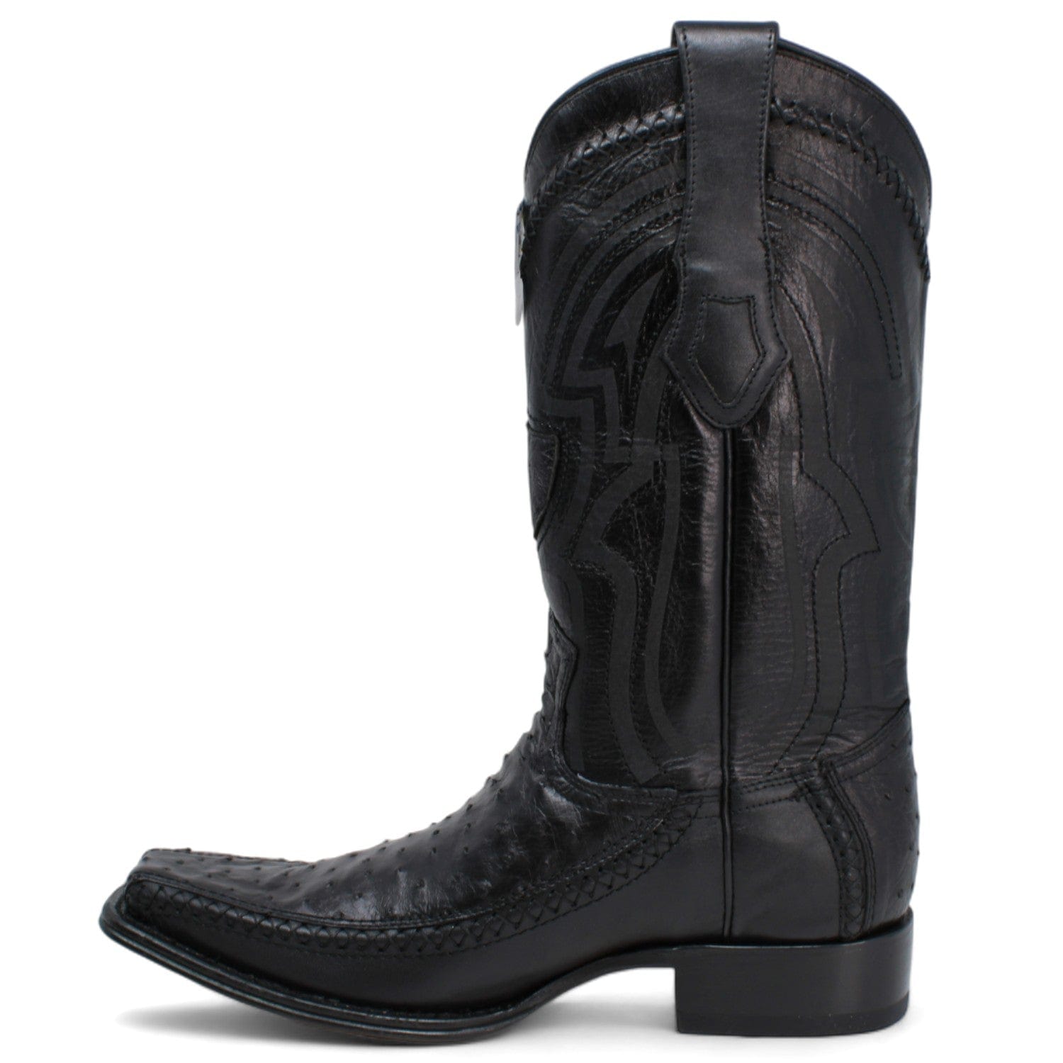 Men's Wild West Ostrich with Deer Skin Square Toe Boots 277LF03 - 6