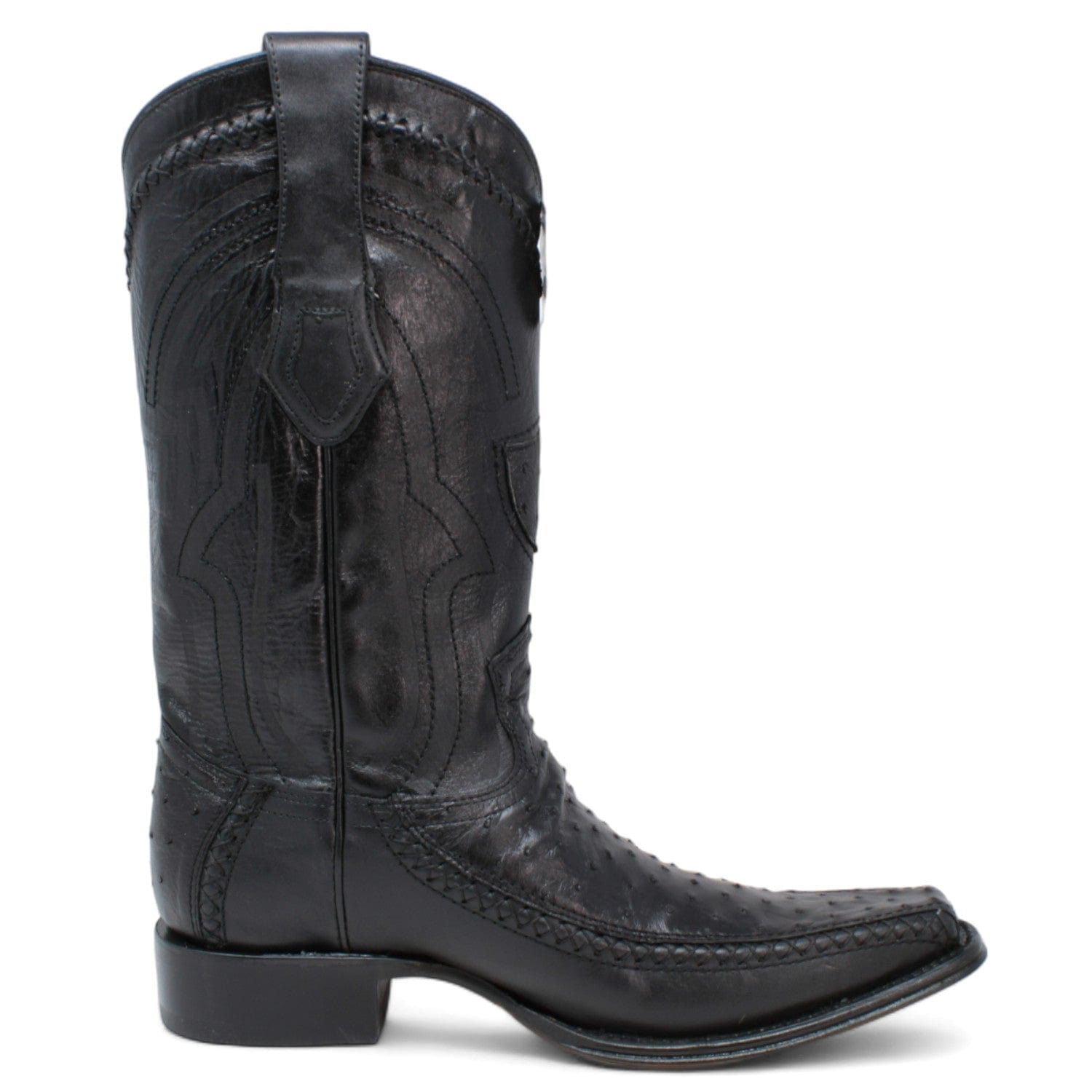 Men's Wild West Ostrich with Deer Skin Square Toe Boots 277LF03 - 6