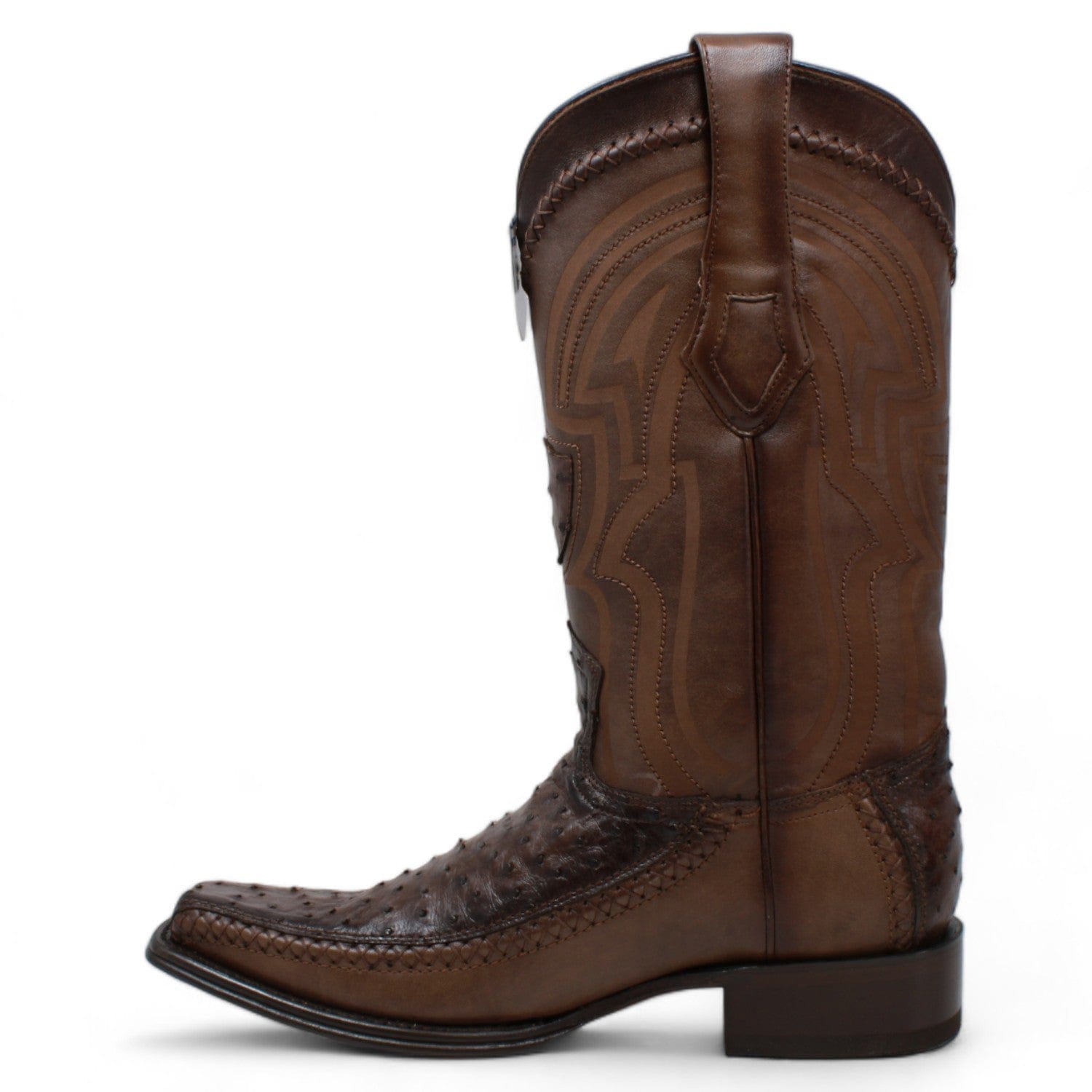 Men's Wild West Ostrich with Deer Skin Square Toe Boots 277LF03 - 6