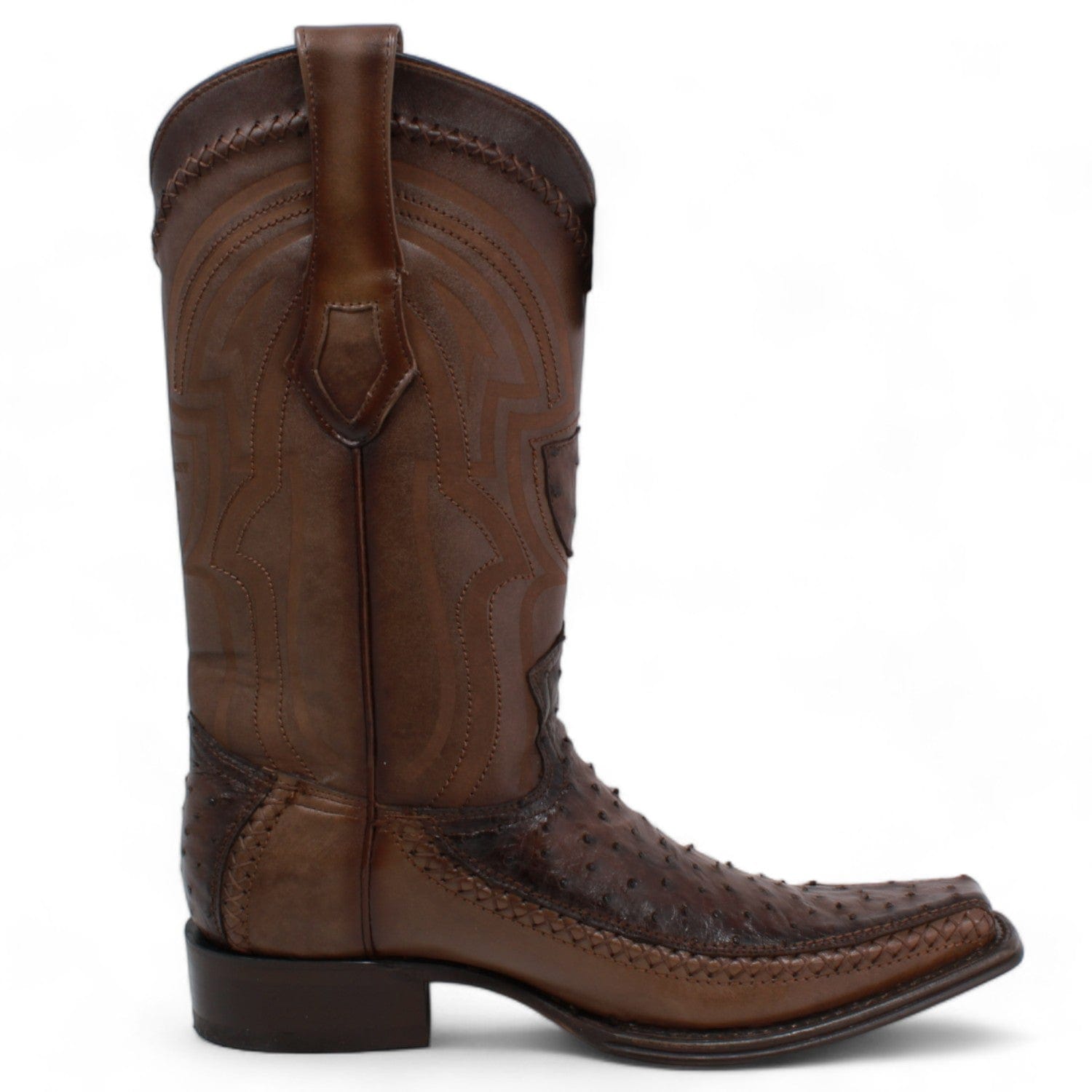 Men's Wild West Ostrich with Deer Skin Square Toe Boots 277LF03 - 6