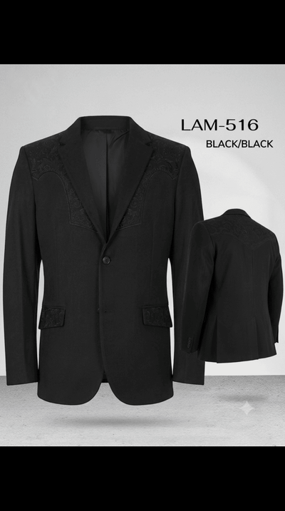 Men's Suede Cowboy Blazer Ultra Slim Fit LAM-516 in Color Black