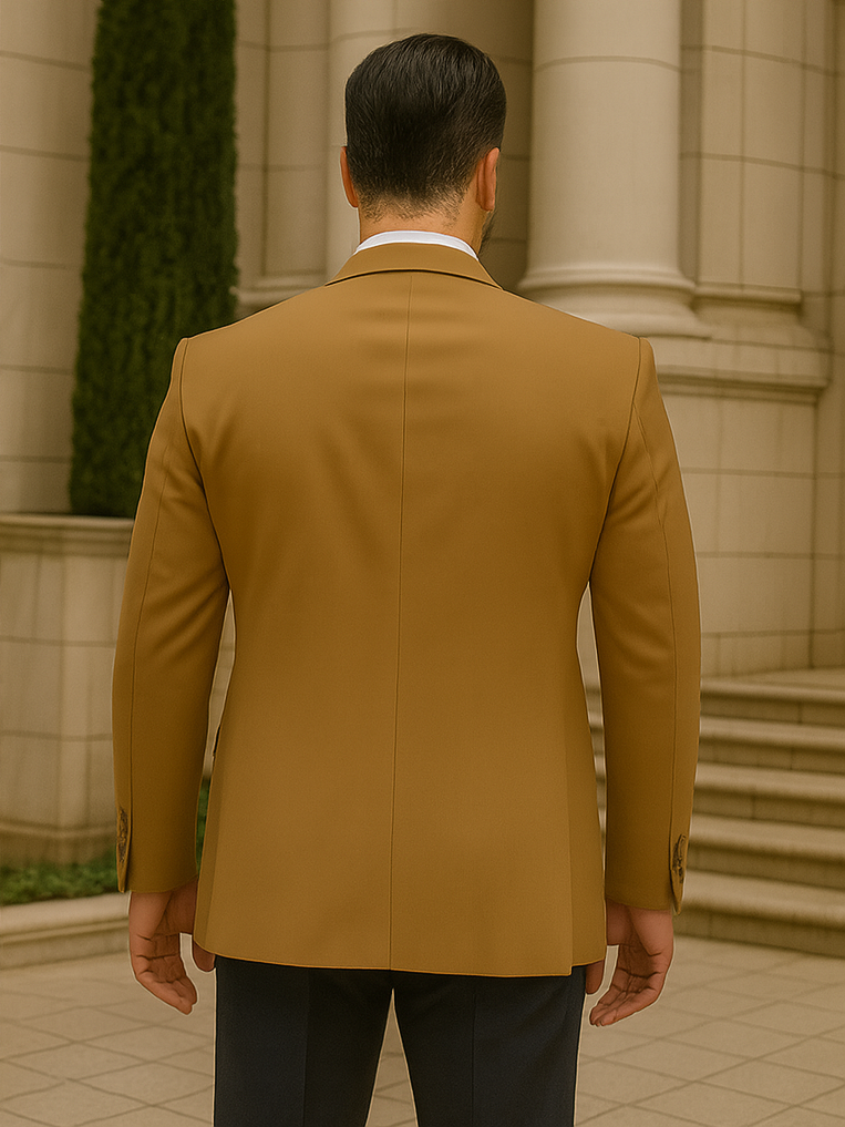 "Wool & Cashmere Men's Overcoat - Full Length in Camel" - Camel