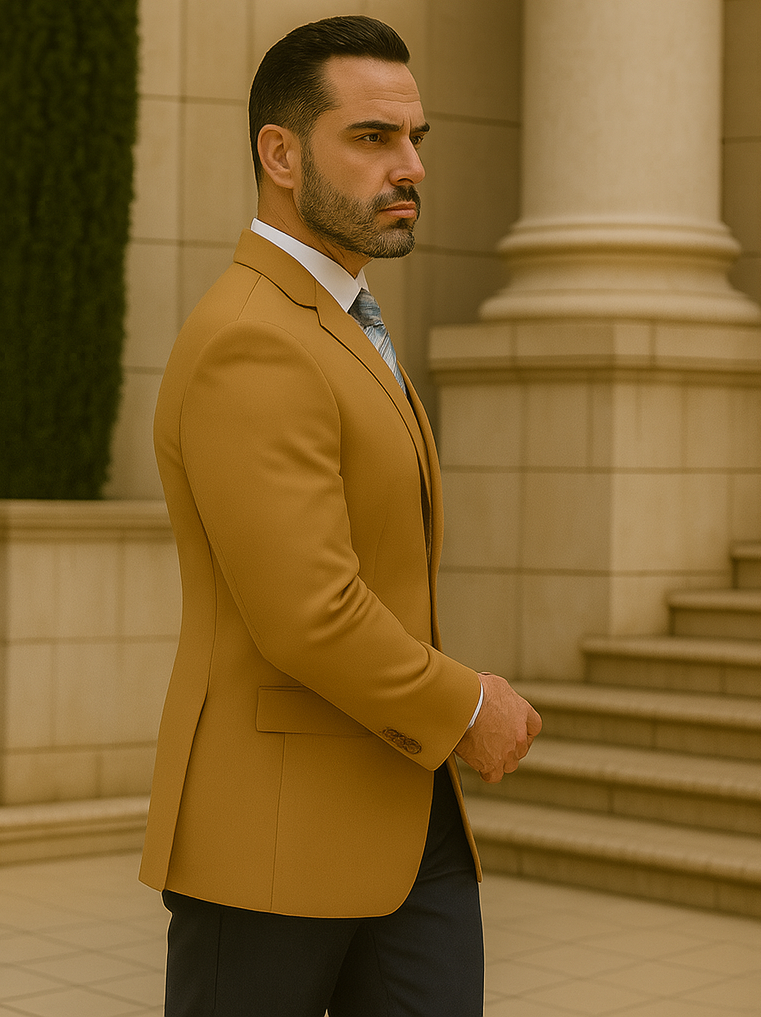"Wool & Cashmere Men's Overcoat - Full Length in Camel" - Camel