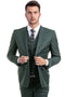 "Olive Green Men's Designer Wool Suit - Modern Fit, Two Button Vested"